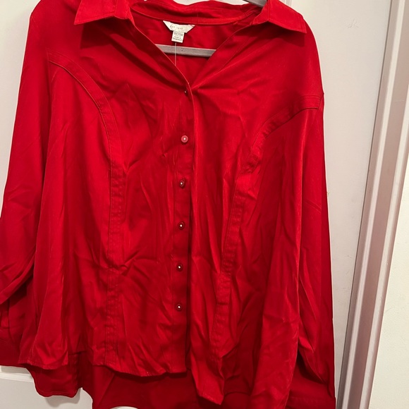 Cato Tops - Cato Scarlet Button-Down Blouse